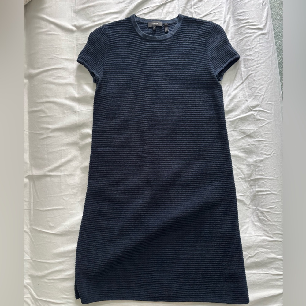 Theory Navy Ribbed Knit Dress – Size P (Petite Small)